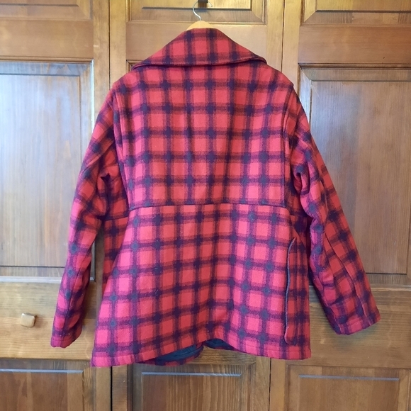 Vintage 1980s Woolrich Classic wool red buffalo check plaid winter coat jacket - Picture 10 of 15